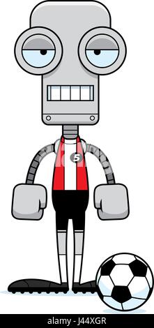 A cartoon soccer player robot looking bored. Stock Vector