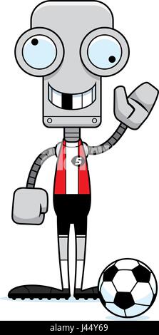 A cartoon soccer player robot looking silly. Stock Vector