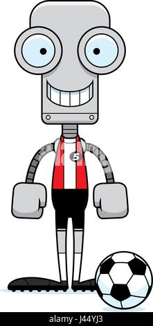 A cartoon soccer player robot smiling. Stock Vector