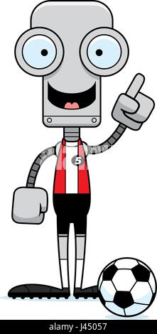 A cartoon soccer player robot with an idea. Stock Vector