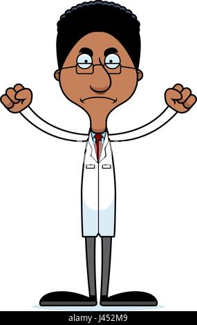 A cartoon scientist man looking angry. Stock Vector