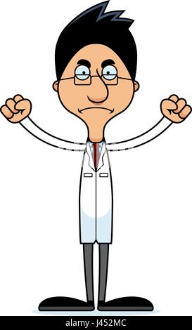 A cartoon scientist man looking angry. Stock Vector