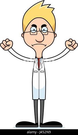 A cartoon scientist man looking angry. Stock Vector