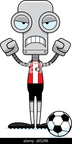 A cartoon soccer player robot looking angry. Stock Vector