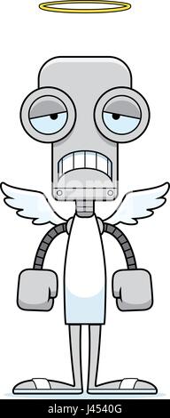 A cartoon angel robot looking sad. Stock Vector