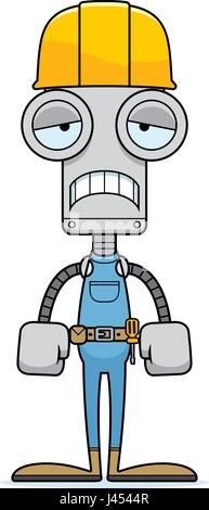 A cartoon construction worker robot looking sad. Stock Vector