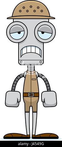 A cartoon zookeeper robot looking sad. Stock Vector