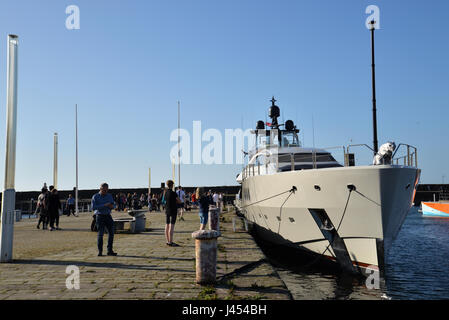 The Russian superyacht Lady M owned by billionare alexei Mordashov docked at Whitehaven marina Stock Photo