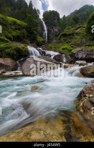 View of Cascata della Froda, Sonogno, Valle Verzasca, Canton Ticino, Switzerland. Stock Photo