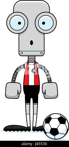 A cartoon soccer player robot looking surprised. Stock Vector