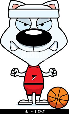 A cartoon basketball player kitten looking angry. Stock Vector