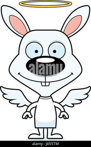 A cartoon angel bunny smiling. Stock Vector