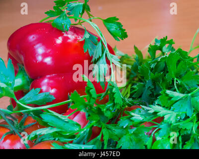 The bulgarian pepper, tomatoes and the parsley Stock Photo