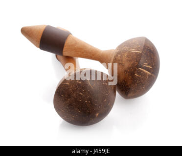 Pair of balinese maracas isolated on white background Stock Photo