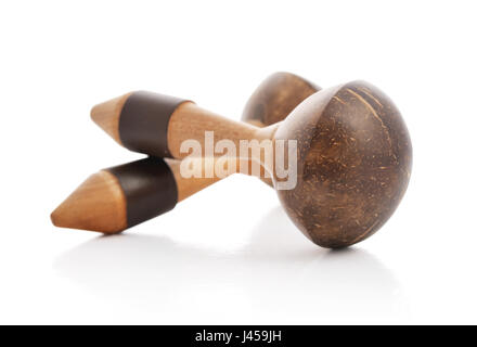 Pair of balinese maracas isolated on white background Stock Photo