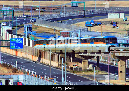 Tokyo Monorail Traveling in Haneda Airport Japan Stock Photo