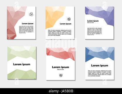 Set of Flyer, Brochure Design Templates. Geometric Triangular Abstract Modern Backgrounds. Poligonal Technology Style Cards Collection. Beautiful Vect Stock Vector