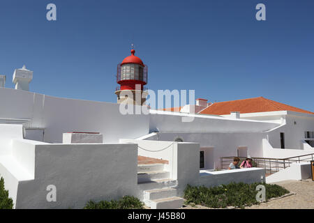 Portugal, Algarve, Cabo de Sao Vicente by Sagres, Lighthouse Stock Photo