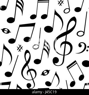 Abstract seamless pattern with music notes on a white background Stock Photo