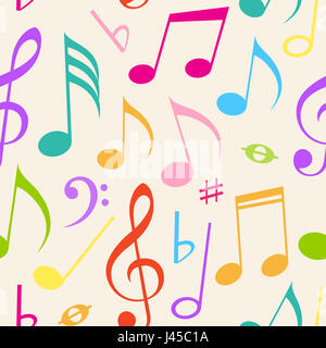 Abstract  seamless pattern with music notes Stock Photo
