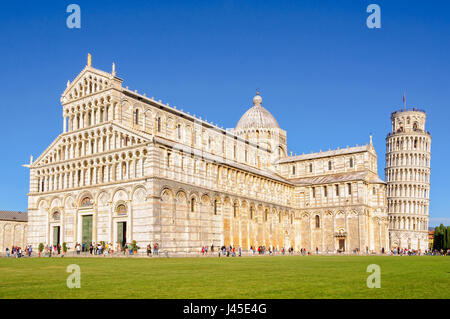 Pisa Cathedral (Duomo) and the Leaning Tower (Torre Pendente) on the Field of Miracles (Campo dei Miracoli) Stock Photo