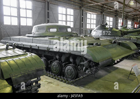 MOSCOW REGION, RUSSIA - SEPTEMBER 01, 2015: samples of Soviet armored vehicles in the Museum of armored vehicles, Kubinka near the Moscow Stock Photo
