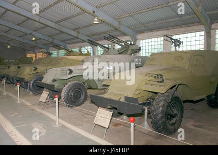 MOSCOW REGION, RUSSIA - SEPTEMBER 01, 2015: Soviet armored vehicles in the Museum of armored vehicles, Kubinka near the Moscow Stock Photo
