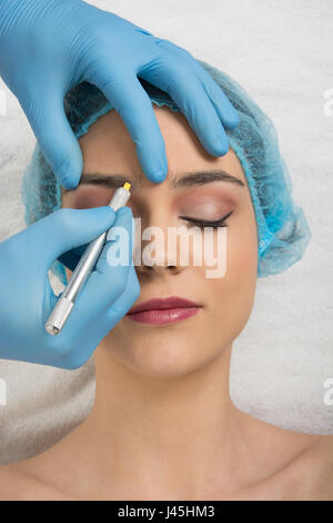 Preparation for the Japanese technique of drawing eyebrows Stock Photo