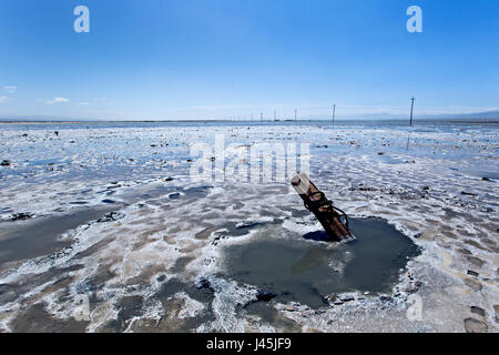 Chaka Saline Lake of Wulan County in Qinghai province,China Stock Photo