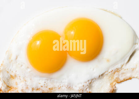 Double yolk Fried egg. Stock Photo
