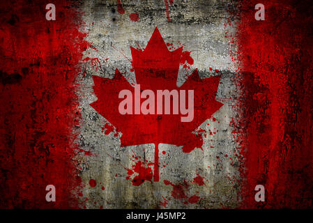 Canada flag painted on old rusty metal background Stock Photo