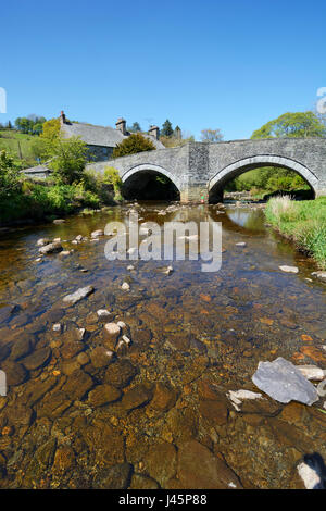 Afon Conwy flowing through the historic village of Ysbyty Ifan in North Wales. Stock Photo