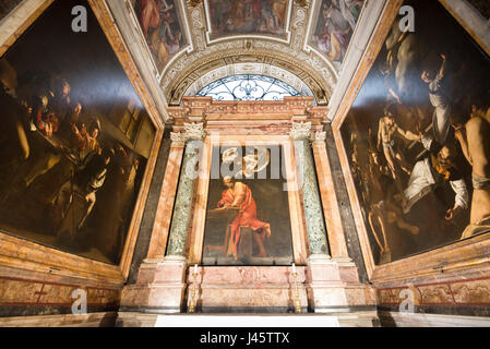 Paintings by Caravaggio in the San Luigi dei Francesi church in Rome. Stock Photo
