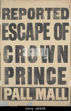 Pall Mall Gazette placard Reported Escape of Crown Prince Stock Photo