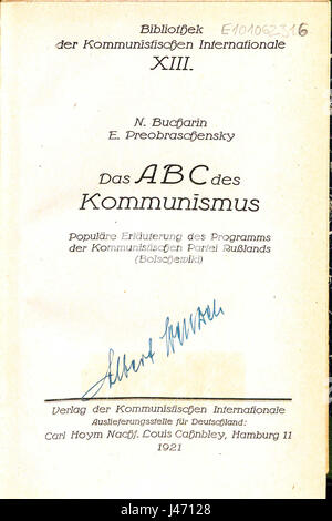 Nikolai Bukharin Das ABC des Kommunismus Titel Stock Photo