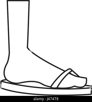 cartoon feet sandal vacation style outline Stock Vector