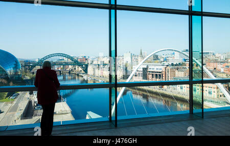 Newcastle upon Tyne: View over river tyne from Baltic Centre for Contemporary Art in Gateshead. UK Stock Photo