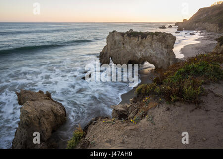 Dusk at El Matador State Beach in Malibu California. Stock Photo