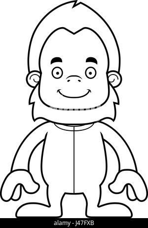 A cartoon sasquatch smiling in pajamas. Stock Vector