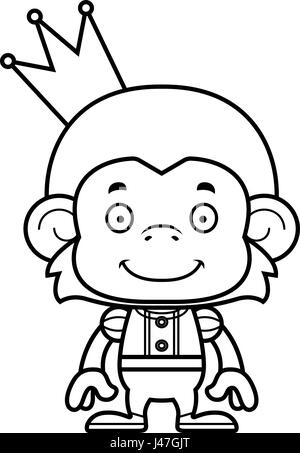 A cartoon prince monkey smiling. Stock Vector
