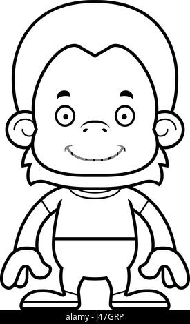 A cartoon orangutan smiling. Stock Vector