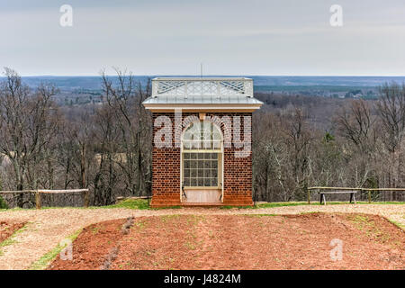 Garden Pavilion at Thomas Jefferson's estates, Monticello, in Charlottesville, Virginia. This Grecian temple was designed by Jefferson and was a favor Stock Photo