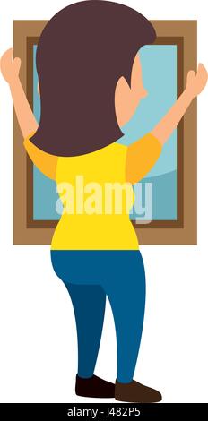 Woman putting a mirrow Stock Vector