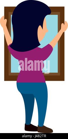 Woman putting a mirrow Stock Vector