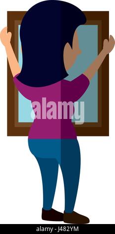 Woman putting a mirrow Stock Vector