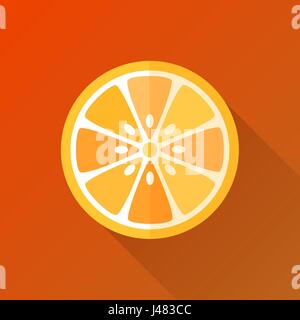 Orange flat vector illustration. Orange geometrical icon isolated on blue background. Orange flat Icon Stock Vector