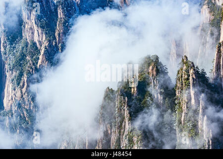 Clouds above the peaks of Huangshan National park. Stock Photo