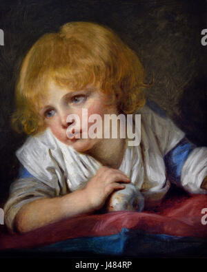 A Child with an Apple late 18th century, Jean-Baptiste Greuze 1725 - 1805 France  French Stock Photo