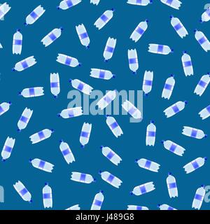 Plastic Water Bottles Seamless Pattern Stock Vector