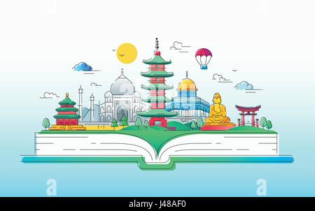 Asian Spirit - vector line travel illustration